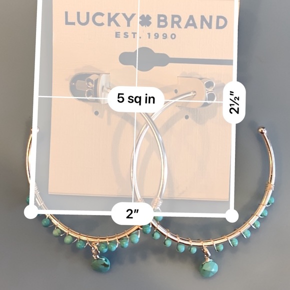 Beautiful hoop earrings with Turquoise beading - Picture 2 of 4